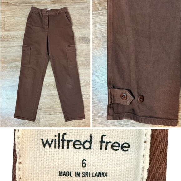 Wilfred Free cargo Utility Pant Mid-Rise Garment  Brown Size 6 Straight Leg - Picture 1 of 13